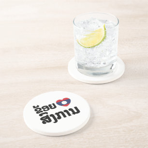 Porta-copos De Arenito I Heart (Love) Songkan Laotian Language