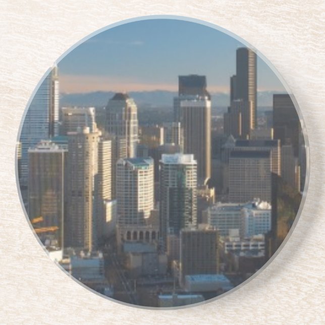 Porta-copos De Arenito Ideia aérea da skyline da cidade de Seattle (Frente)