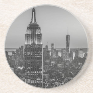 Porta-copos De Arenito Ideia aérea preta & branca da noite da Nova Iorqu