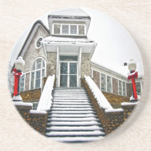 Porta-copos De Arenito Igreja na Neve