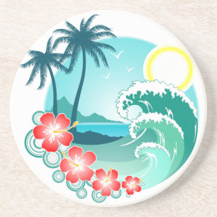 Porta-copos De Arenito Ilha Havaiana 2
