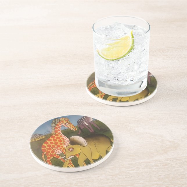 Porta-copos De Arenito Impressão de Arte Tripartida Africana (Lateral)