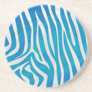 Porta-copos De Arenito Impressão de Zebra Azul e Branco