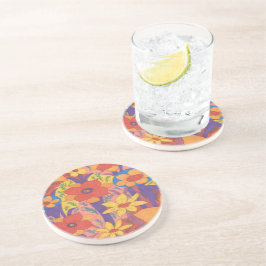 Porta-copos De Arenito Impressão do Jardim Laranja Bold Bohemian