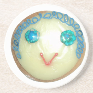 Porta-copos De Arenito Impressão/Gráfico de Cabelo Azul Emoji Art