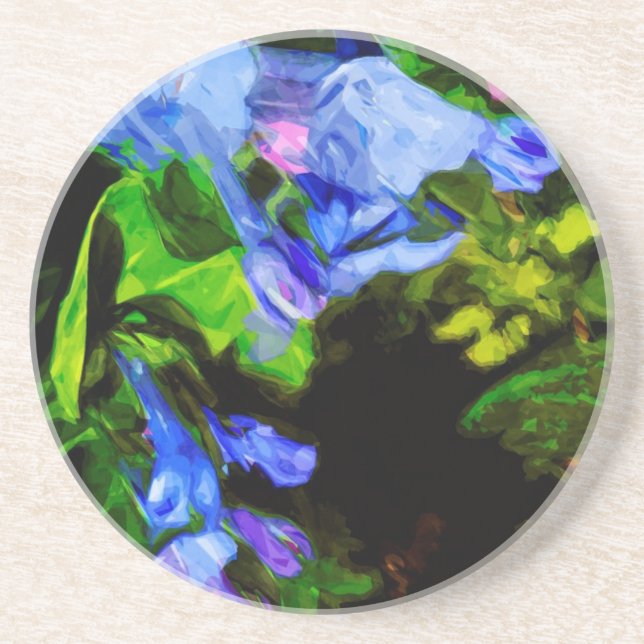 Porta-copos De Arenito Impressionista de Virgínia Bluebell Wildflower (Frente)