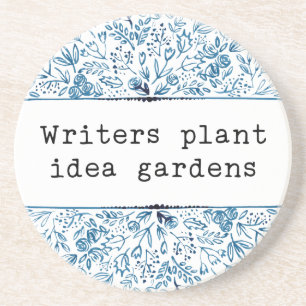 Porta-copos De Arenito Indigo Blue Floral   Escritores Plantação de Jar