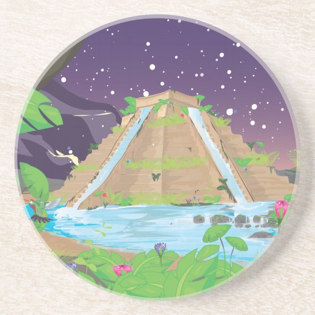 Porta-copos De Arenito Jardins de Pé da Babilônia (Frente)