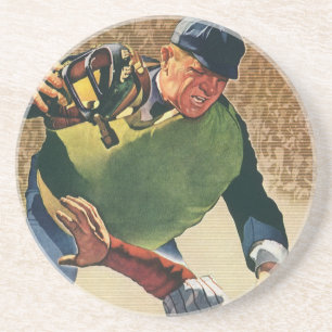 Porta-copos De Arenito Jogador de Basebol Esportivo Vintage, Umpire