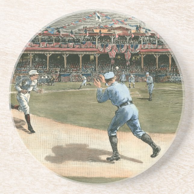 Porta-copos De Arenito Jogo da Liga Nacional de Basebol de 1886 (Frente)