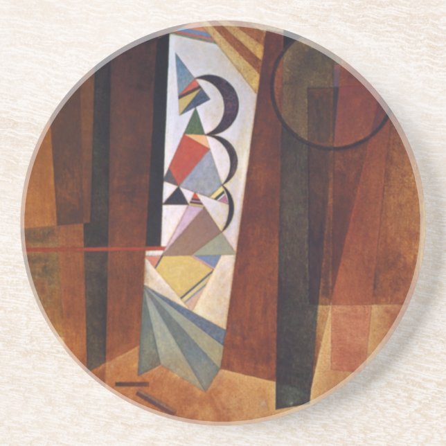 Porta-copos De Arenito Kandinsky Development in Brown Abstrato Painting (Frente)