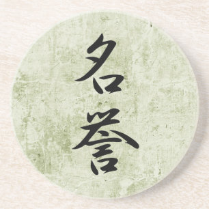 Porta-copos De Arenito Kanji japonês para a honra - Meiyo