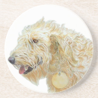 Porta-copos De Arenito Labradoodle de creme