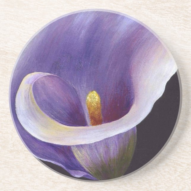 Porta-copos De Arenito Lavanda Calla Lily (Frente)