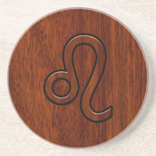 Porta-copos De Arenito Leão Zodiac - Sinal no estilo Brown Mahogany