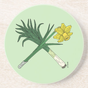 Porta-copos De Arenito Leek e Daffodil cruzados