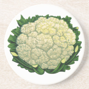 Porta-copos De Arenito Legumes Vegetais Couve-Flor Comida Antiga