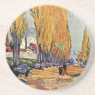 Porta-copos De Arenito Les Alyscamps por Van Gogh. Paisagem de outono