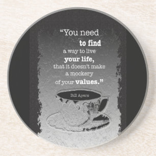 Porta-copos De Arenito Life and Values, Illustrated Existentialism quote