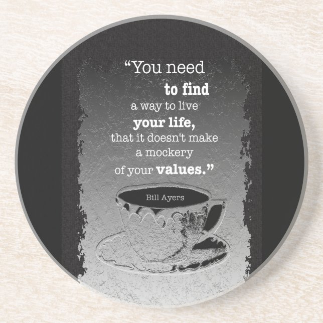 Porta-copos De Arenito Life and Values, Illustrated Existentialism quote (Frente)