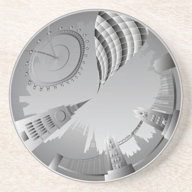 Porta-copos De Arenito Linha do horizonte de Londres em círculo (Frente)