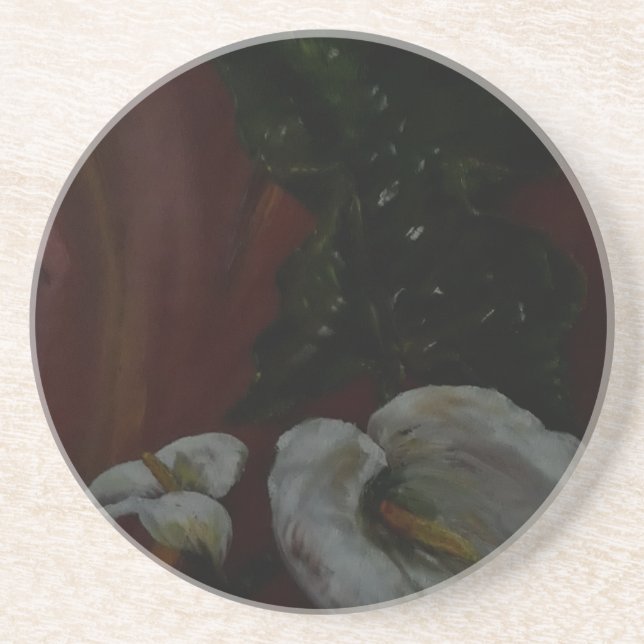 Porta-copos De Arenito Lírios de Arum 1 (Frente)