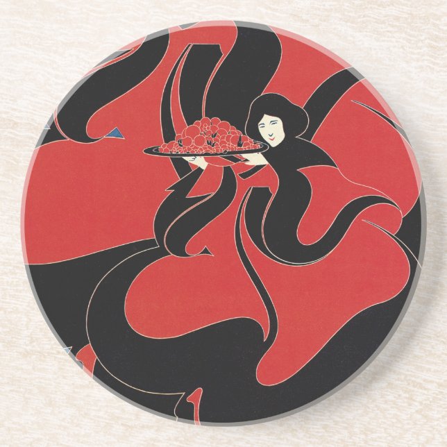 Porta-copos De Arenito Livro de Ação de Graças de Arte Nova Antiga (Frente)