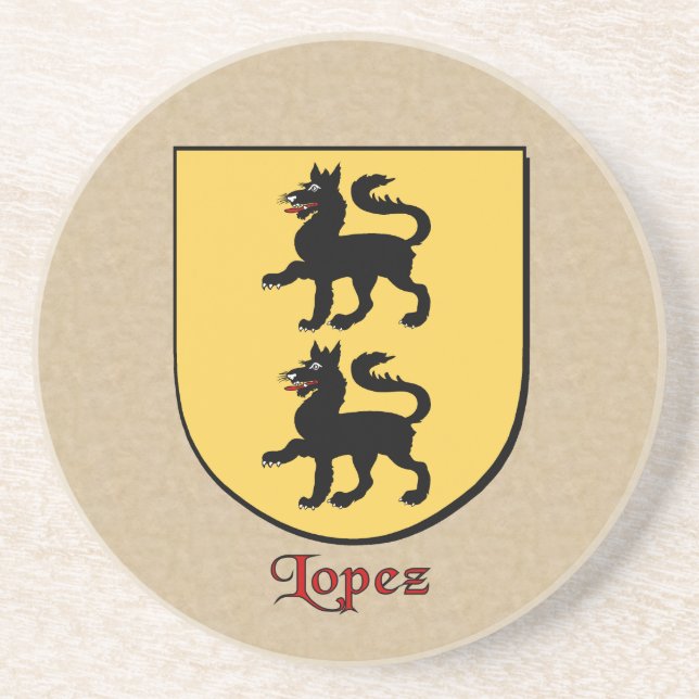 Porta-copos De Arenito Lopez Heraldic Shield (Frente)