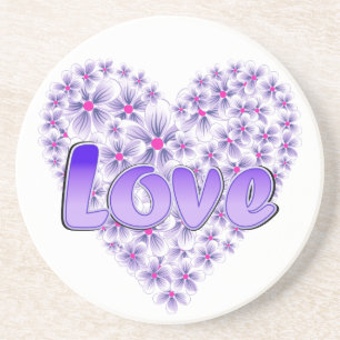 Porta-copos De Arenito Love Daisy Heart Purple