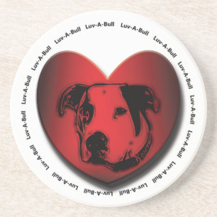 Porta-copos De Arenito Luv-A-Bull American Bulldog Pit Bull Heart