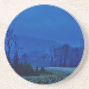 Porta-copos De Arenito Luzes brilhantes em uma montanha azul