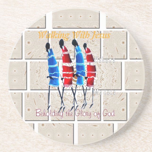 Porta-copos De Arenito Maasai Morans Christian Art Impressão (Frente)