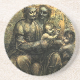 Porta-copos De Arenito Madona e Menino de da Vinci