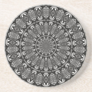 Porta-copos De Arenito Mandala Monocromático