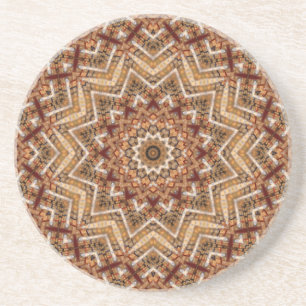 Porta-copos De Arenito Mandalas Estrela Caleidoscópio Padrão Âmbar