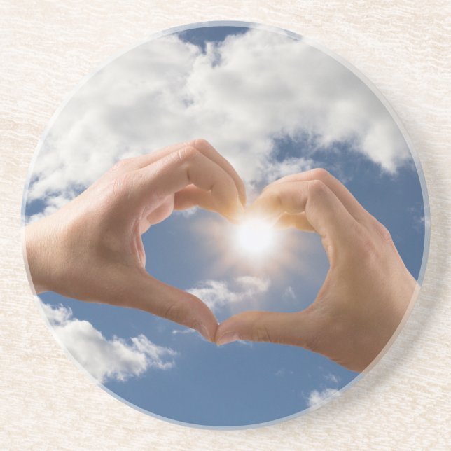 Porta-copos De Arenito Mãos de amor (Frente)