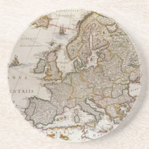 Porta-copos De Arenito Mapa antigo da Europa por Willem Jansz Blaeu, c161