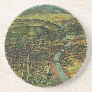 Porta-copos De Arenito Mapa Antigo de Los Angeles, Califórnia e Rio
