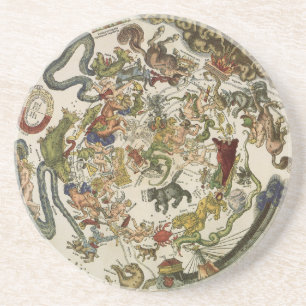 Porta-copos De Arenito Mapa Celeste de Peter Apian, Astronomia Vintage