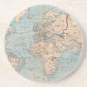 Porta-copos De Arenito Mapa do mundo na projeção do Mercator