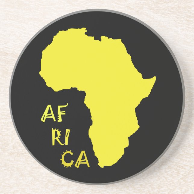 Porta-copos De Arenito Mapa Funky Yellow Africa (Frente)