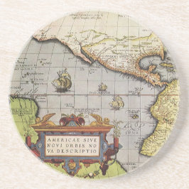 Porta-copos De Arenito Mapa Mundial Antiquado das Américas, 1570