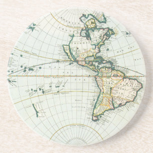 Porta-copos De Arenito Mapa Vintage Antique do Velho Mundo, 1666 por Piet