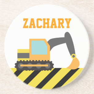 Porta-copos De Arenito Máquina escavadora alaranjada, veículo da