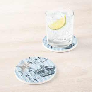 Porta-copos De Arenito marinho azul stripes starfish copa da solha náutic