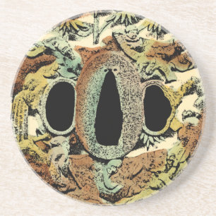 Porta-copos De Arenito Medalhão Asiático Iluminado pelo Vision Studio