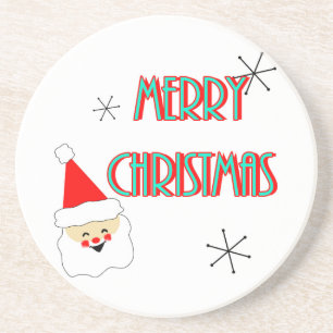 Porta-copos De Arenito merry christmas mid century santa claus