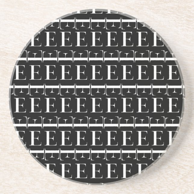 Porta-copos De Arenito Monograma - Letra Inicial E (Frente)