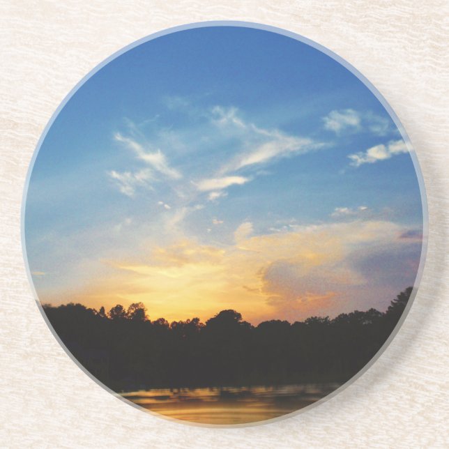 Porta-copos De Arenito Montanha lago Sunset (Frente)