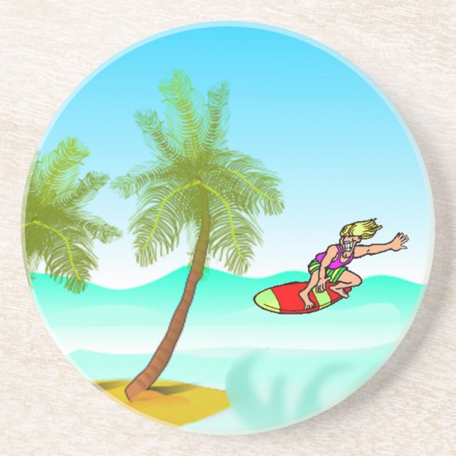 Porta-copos De Arenito Montanha-russa Surf's Up (Frente)